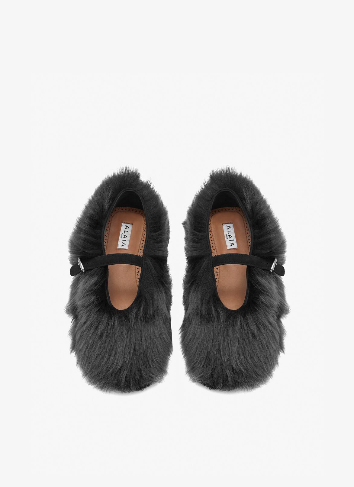 Ballerinas in fur lambskin ALAÏA BLACK BALLERINAS IN FUR LAMBSKIN